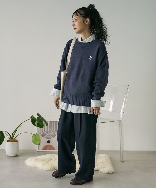 FREAK'S STORE ニット セーター エンブレム クルーネック ニット
