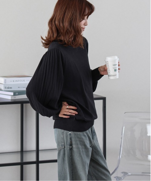 新品タグ付き✨JENNE レースパフスリーブスリーブニット黒　長袖　S 新品JENNE パフスリーブトップス 新品タグ付き✨JENNE レース