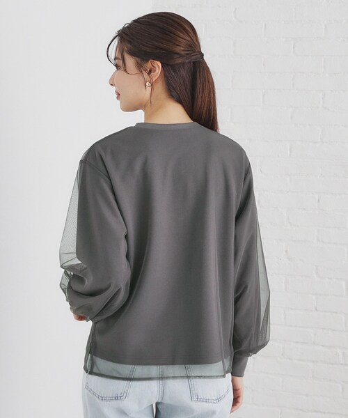 index tシャツ チュールレイヤードフォトトップス「洗濯機洗い可