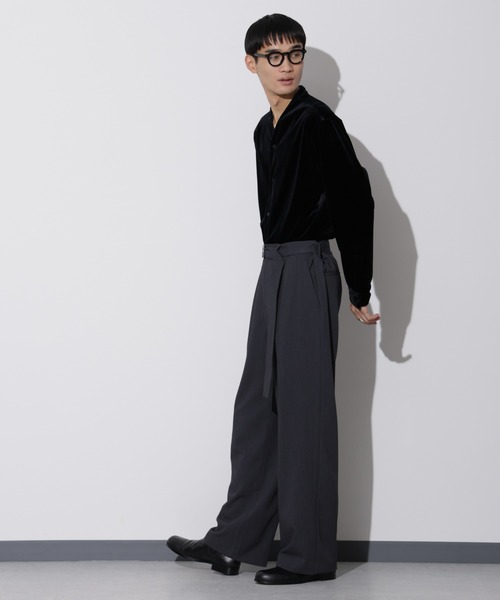 Apo（s）ture パンツ LUCAS-018/ 共布ベルトワイドパンツ メンズ