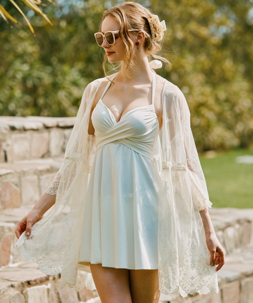 新品未使用　サンアイリゾート　レース羽織り San-ai Resort 三愛水着楽園 水着 パネルレース羽織り F 「San-ai