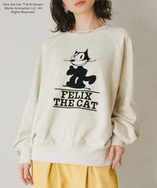 トレーナー スウェット 「FELIX THE CAT/フィリックス・ザ・キャット」 フロッキープリントスウェットプルオーバー レディース メンズ ADPOSION トレーナー スウェット 「FELIX THE CAT/フィリックス