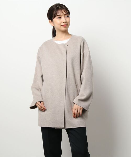 「SLOBE IENA」 ノーカラーコート FREE ベージュ レディース_画像2