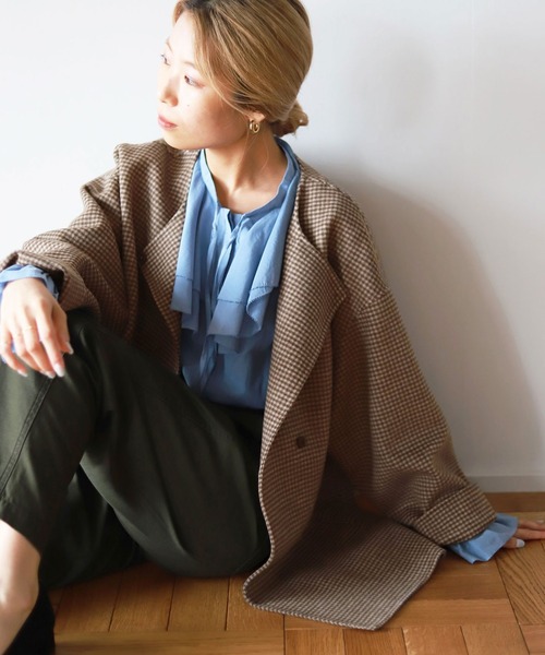 「SLOBE IENA」 ノーカラーコート FREE ベージュ レディース_画像9