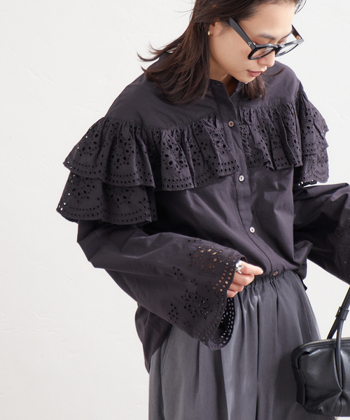 JOURNAL STANDARD ブラウス シャツ カットワークレースフリル