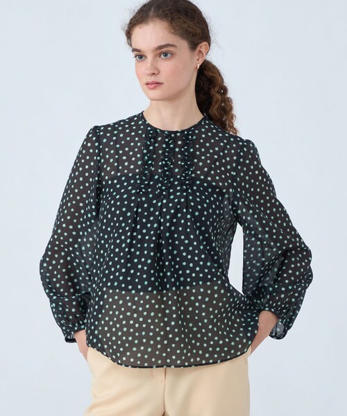 未使用品　BALLSEY ブラウス Ballsey ブラウス シャツ ハイカウントサテン ネックフリル