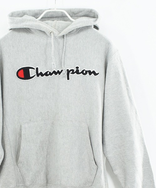 サ*タ様 Champion グレー パーカー テックウィーブ ストレッチ 裏フリース フルジップ パーカー (Champion