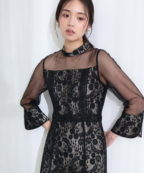 PourVous（プールヴー） ドレス レースシースルー結婚式二次会