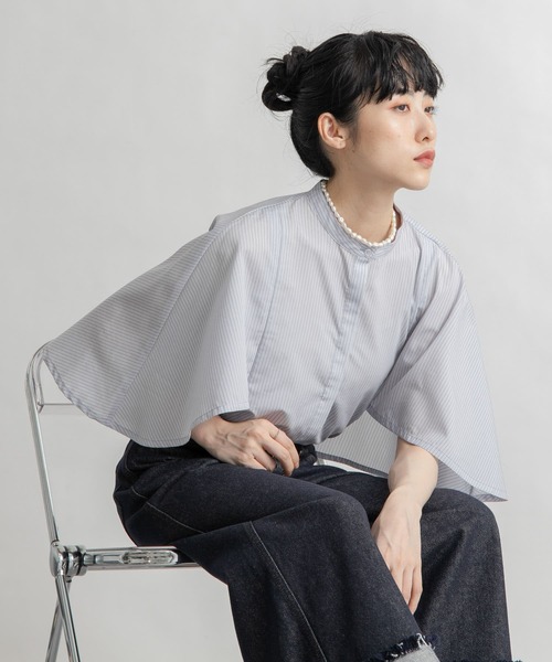 KBF ブラウス シャツ ストライプマントシャツ レディース