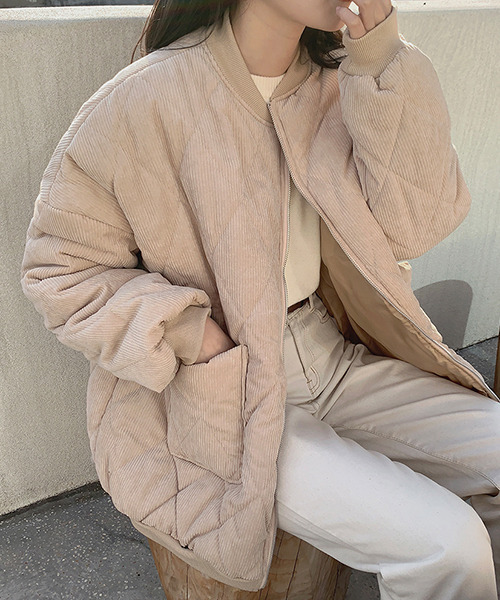 「c.u.l」 キルティングブルゾン M ベージュ レディース_画像3