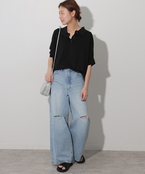 【24ss】ジャーナルスタンダードレリューム　ウォッシャブルドルマンポロニット白 追加》ウォッシャブルドルマンポロニット（ニット/セーター