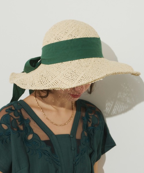 デイジーリン Hat Audrey 麦わら帽子 ベロアリボン【中古】 田中帽子店 帽子 ハット 日本製 リボン麦わら帽子 オリビア