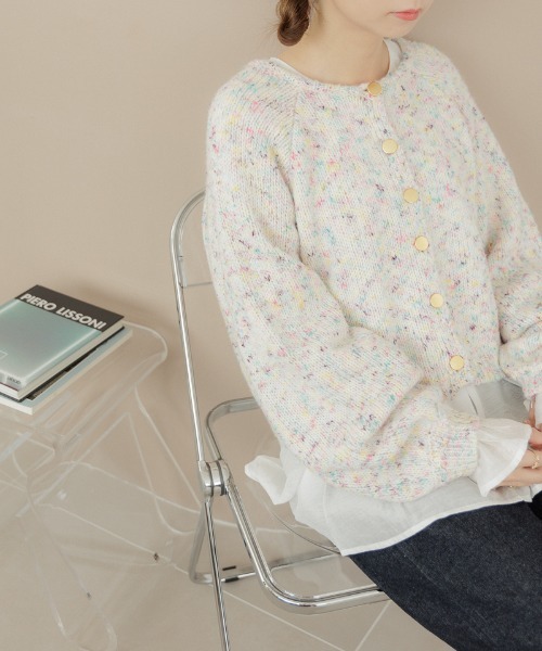 「flower」 ニットカーディガン FREE ホワイト レディース_画像4