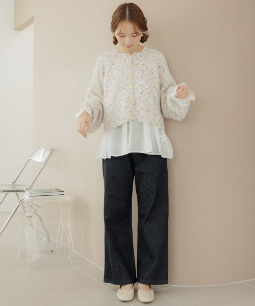 「flower」 ニットカーディガン FREE ホワイト レディース_画像6