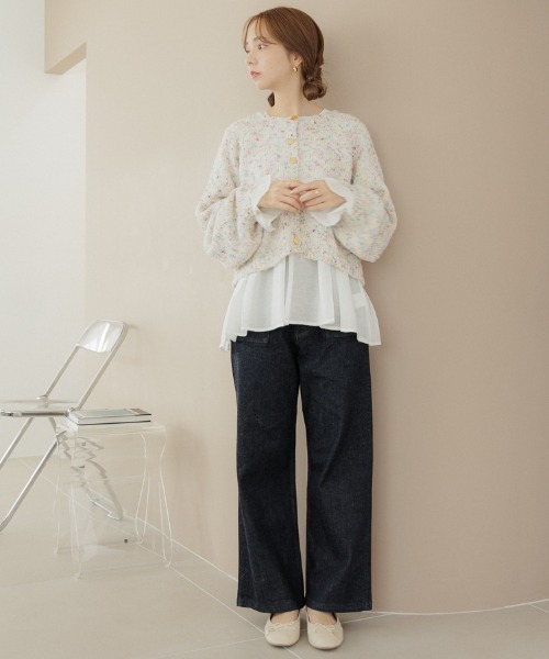 「flower」 ニットカーディガン FREE ホワイト レディース_画像7