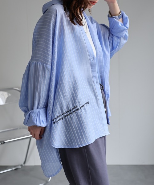 「Fris」七色波々ストライプBigＪＫ．ブラウス、シャツサイズＦ Fris」七色波々ストライプBigJK．ブラウス、シャツサイズF