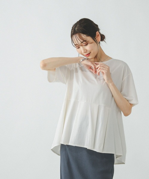 GLOBAL WORK tシャツ 快適ペプラムプルオーバー半袖/289382