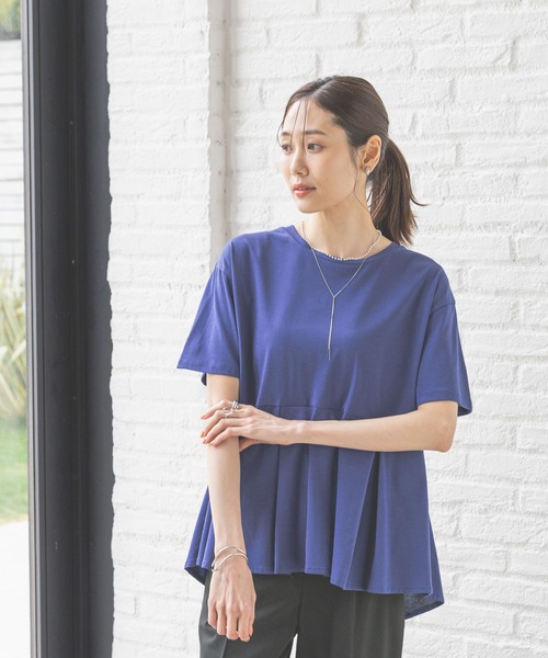GLOBAL WORK tシャツ 快適ペプラムプルオーバー半袖/289382