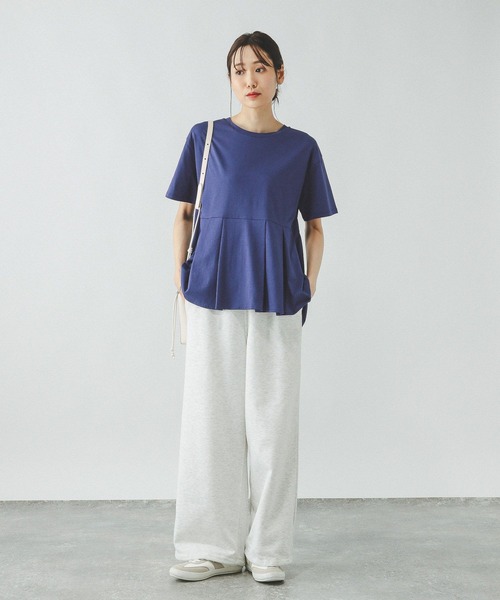 GLOBAL WORK tシャツ 快適ペプラムプルオーバー半袖/289382