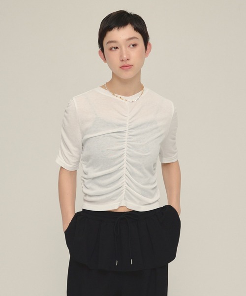 tシャツ 「eL」Sheer Shirring Tee/459689 レディース tシャツ 「eL」Sheer Shirring Tee/459689 レディース