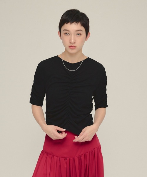 tシャツ 「eL」Sheer Shirring Tee/459689 レディース tシャツ 「eL」Sheer Shirring Tee/459689 レディース