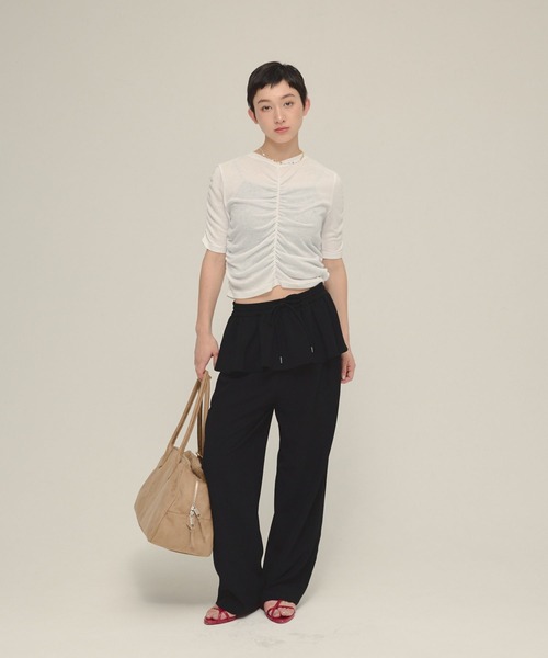 tシャツ 「eL」Sheer Shirring Tee/459689 レディース tシャツ 「eL」Sheer Shirring Tee/459689 レディース