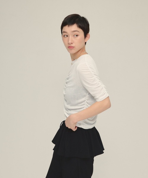 tシャツ 「eL」Sheer Shirring Tee/459689 レディース tシャツ 「eL」Sheer Shirring Tee/459689 レディース