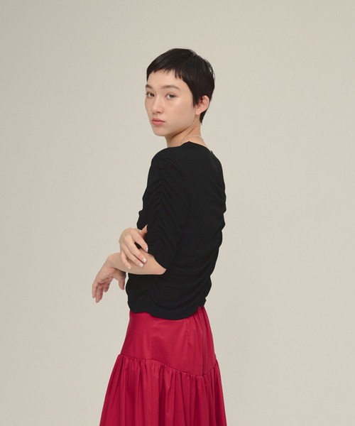tシャツ 「eL」Sheer Shirring Tee/459689 レディース