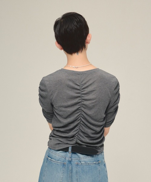 tシャツ 「eL」Sheer Shirring Tee/459689 レディース