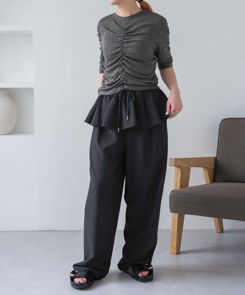 tシャツ 「eL」Sheer Shirring Tee/459689 レディース tシャツ 「eL」Sheer Shirring Tee/459689 レディース