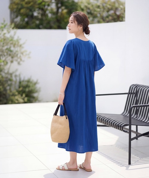 STYLE DELI（スタイルデリ） ワンピース 半袖 重ねVネックコットン