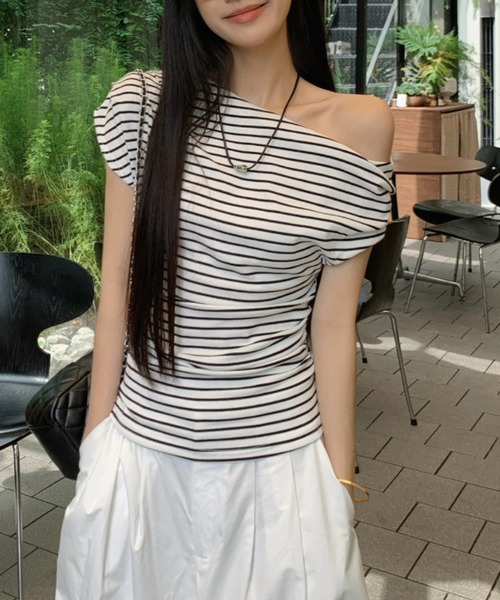 HALEY PESCA tシャツ HALEY PESCA/細めボーダー ワンショルダー