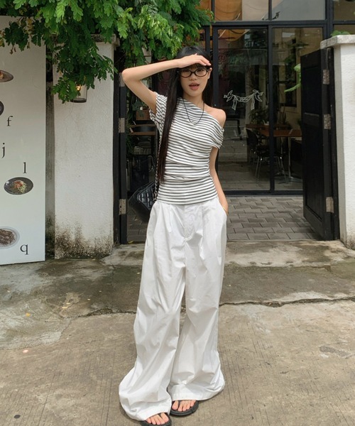 HALEY PESCA tシャツ HALEY PESCA/細めボーダー ワンショルダー