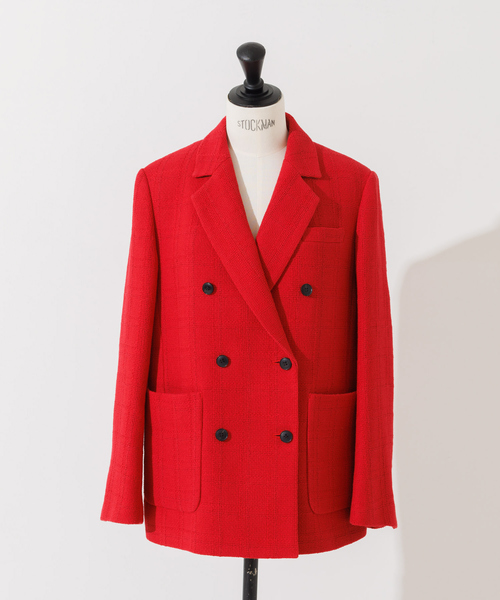 made in Italy モールス ニット ダブルジャケット テーラード 赤 DESIGNWORKS（デザインワークス） ジャケット テーラードジャケット