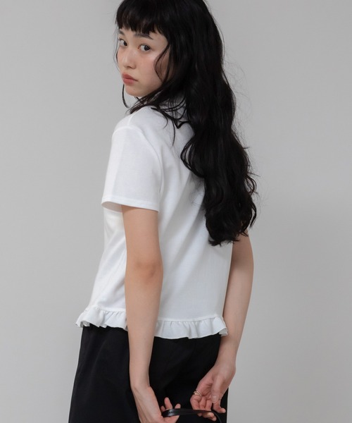 HEILIS（ヘイリス） ポロシャツ ポロ フリルポロシャツ/ブラック