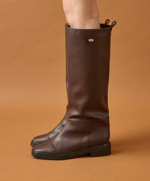 mystic スクエアトゥロングブーツ　ブラウン　37 2025 AW mystic（ミスティック） ブーツ スクエアトゥロングブーツ レディース