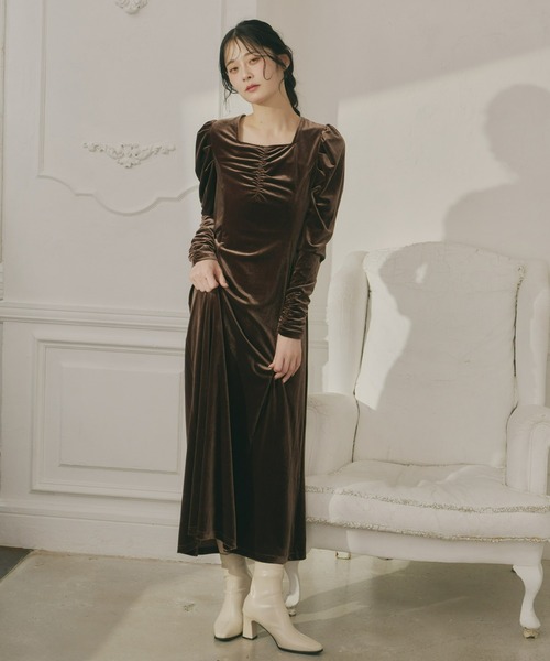bnfrom ベロアワンピース 上品な大人の艶ベロア調シャーリングワンピース – ONE PEACE ONLINE