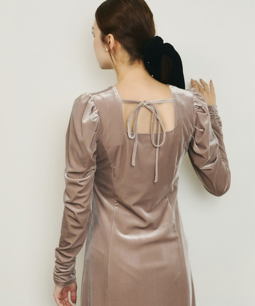 Olu.（オルドット） ドレス フロントギャザーベロアワンピース