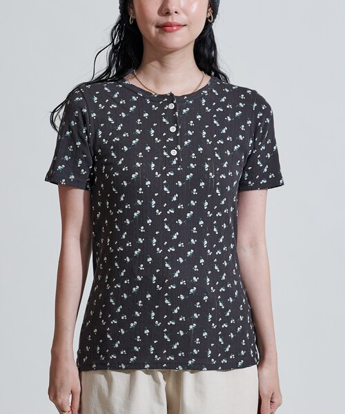 FREAK'S STORE（フリークスストア） ヘンリーネック tシャツ 花柄 針