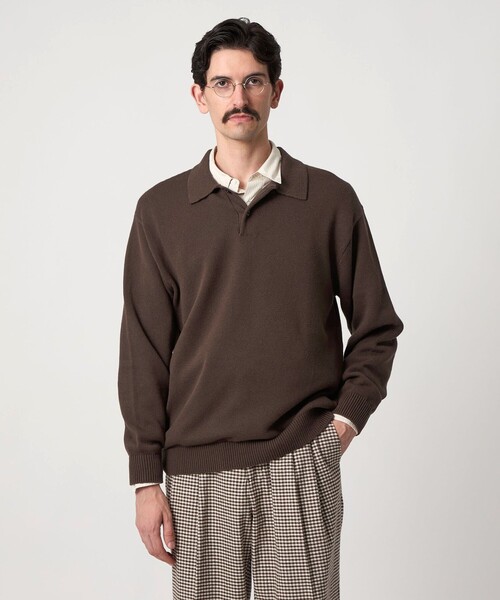 スティーブンアラン　ニットポロ　ブラウン STEVEN ALAN セーター ニット 「Steven Alan」 CTN/CA 2B