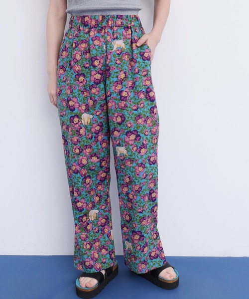 あみらページ I am in fact パンツ Arctic Flower スリットパンツ