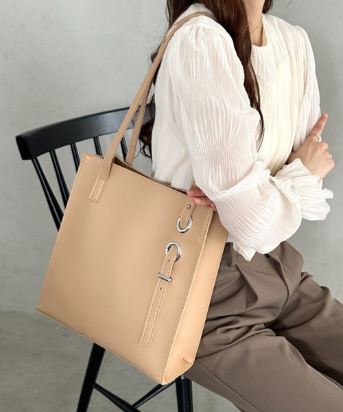 トートバッグ 「A4収納可能」スクエア自立PUトートバッグ レディース