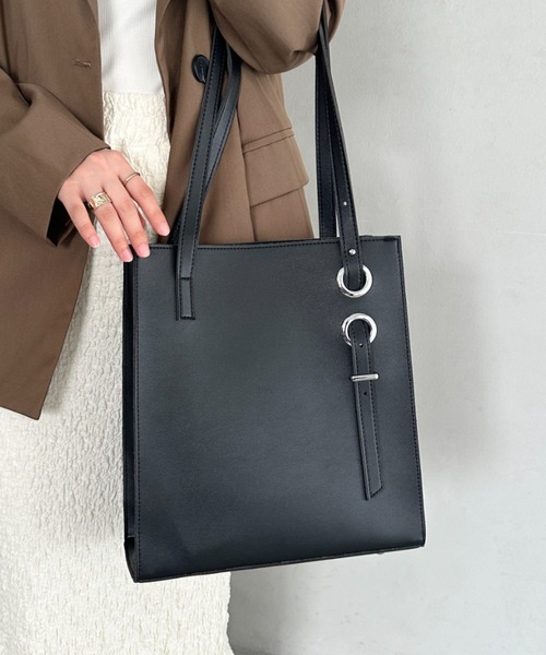 トートバッグ 「A4収納可能」スクエア自立PUトートバッグ レディース