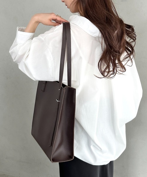 トートバッグ 「A4収納可能」スクエア自立PUトートバッグ レディース