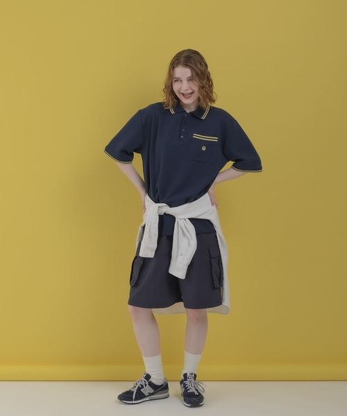 「MUHET」 半袖ポロシャツ MEDIUM ネイビー レディース