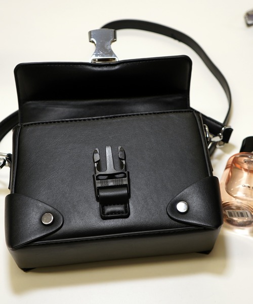 ショルダーバッグ ミニ 調整可能ストラップ 合皮スクウェア メンズ
