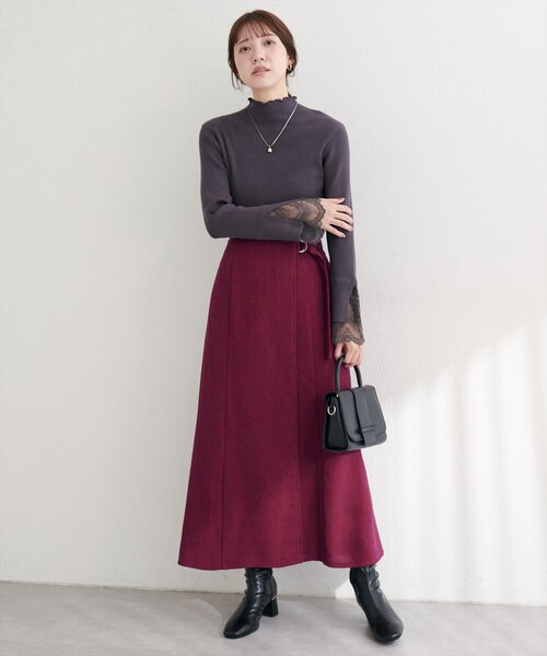 AULA ラップ風ツイードスカート natural couture スカート ラップ風ツイードスカート : ZOZOTOWN