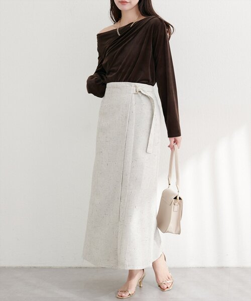 natural couture スカート ラップ風ツイードスカート : ZOZOTOWN
