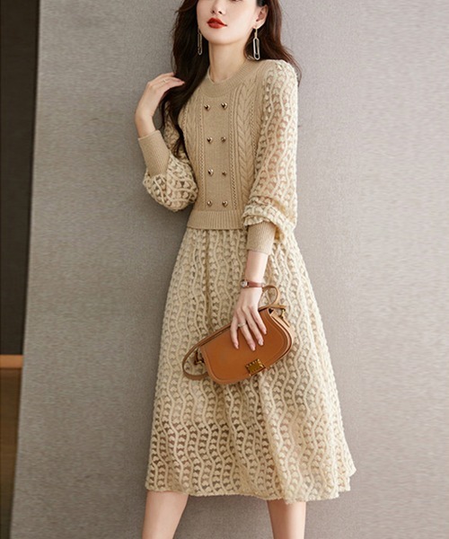 「Miniministore」 ニットワンピース フリー ベージュ レディース_画像5