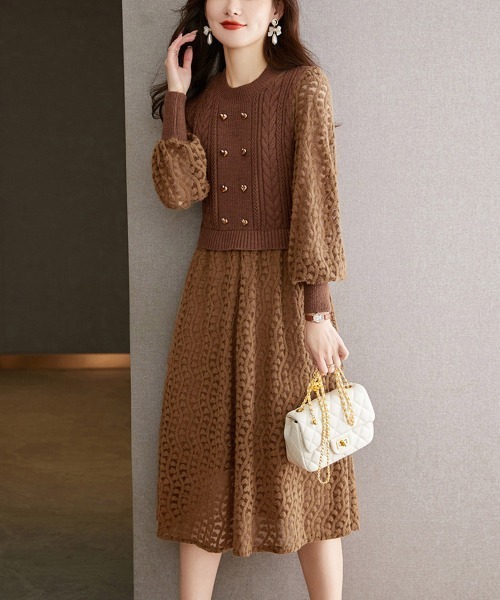 「Miniministore」 ニットワンピース フリー ベージュ レディース_画像7